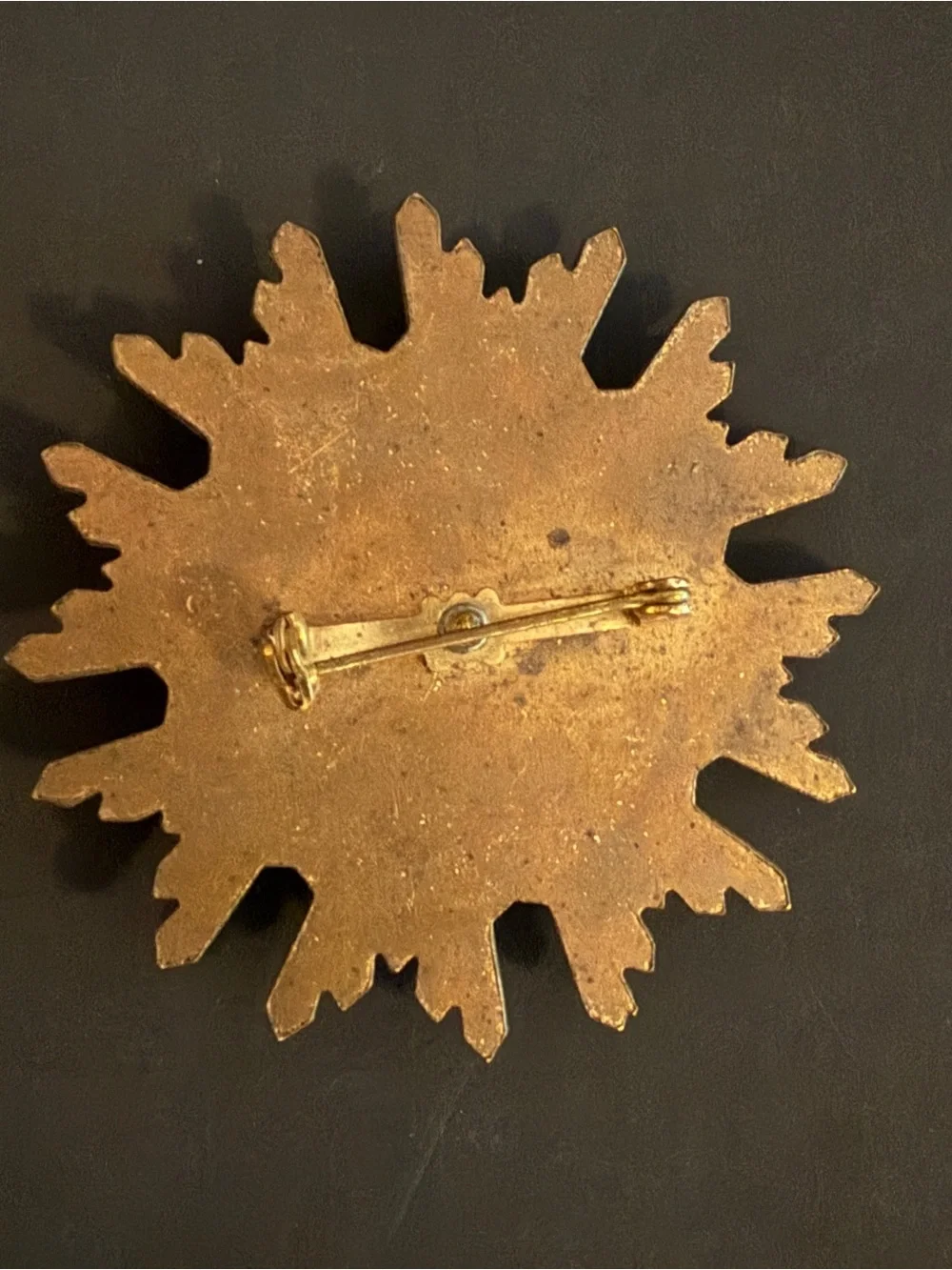 Vintage 1950s Atomic Starburst Brooch Pin Amber Rhinestone Gold Tone MCM